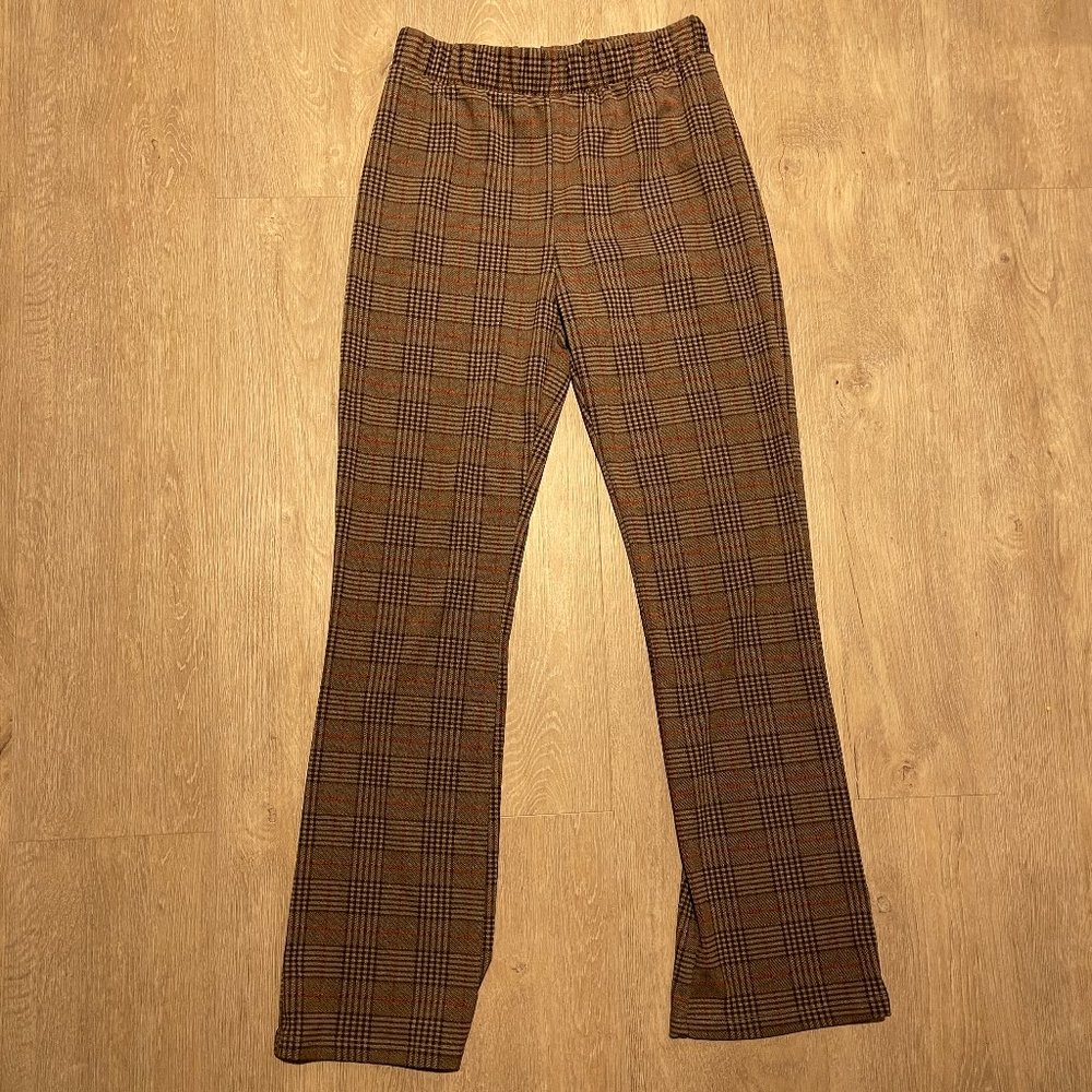 Plaid High-Waisted Cropped Pants Size M